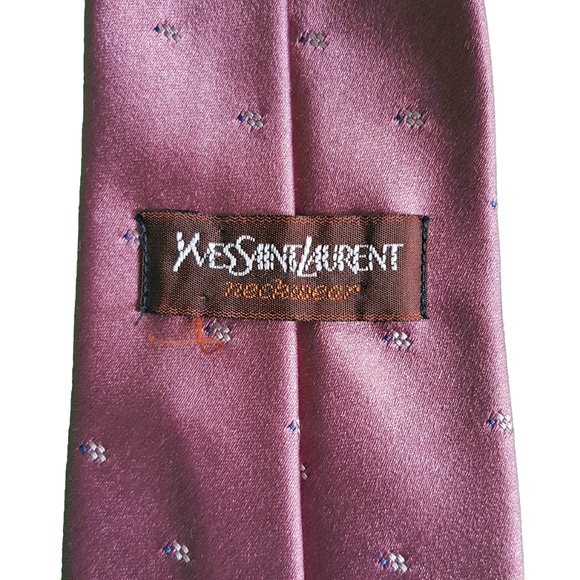 Yves Saint Laurent YSL Mens Silk Embroidered Tie - Picture 5 of 7